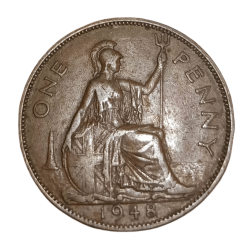 UNITED KINGDOM Big Size ONE PENNY Year 1948 King GEORGE-VI High Collectable Grade.