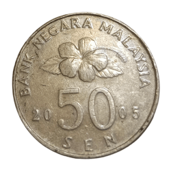Alternative view of MALAYSIA Cu/Ni 50 SEN Year 2005 High Collectable Grade.
