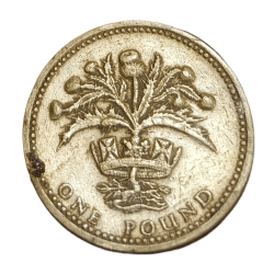 GREAT BRITAIN Ni/Brs ONE POUND Year 1984 Queen ELIZABETH-II Used Condition.