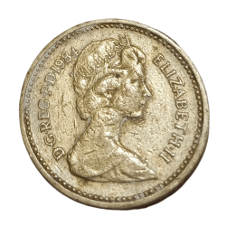Alternative view of GREAT BRITAIN Ni/Brs ONE POUND Year 1984 Queen ELIZABETH-II Used Condition.