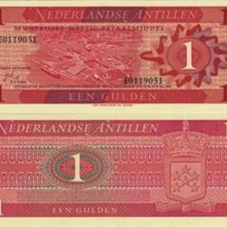 Netherlands Antilles, 1 Gulden, 1970, AUNC Condition note.