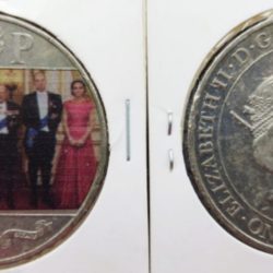 Gibraltar, 2021, 1 Crown, The Queen and Prince Philip's 70th Wedding Anniversary, KM #1608, Coloured, Circulated Condition.