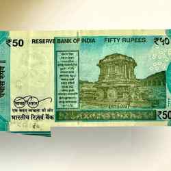 Alternative view of Rs 50/- India Banknote EXTRA PAPER ERROR Very UNIQUE And Rare