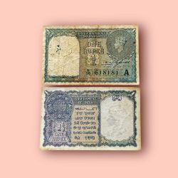 Re 1 British India Banknote 1940 Black Series King George VI Collectible Quality 618181 Burma IssueUnique and Rare Issue