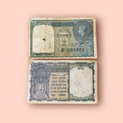 Re 1 British India Banknote 1940 Black Series King George VI Collectible Quality 095901 Burma Issue Unique and Rare Issue