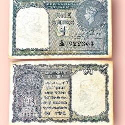 Re 1 British India Banknote 1940 Black Series King George VI Collectible Quality 922364 Unique and Rare Issue