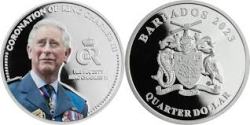 Alternative view of Barbados, ¼ Dollar, 2023, Coronation of King Charles III, KM #331, Coloured, Proof-like, Mint Coin Card.