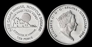 Gibraltar, 10 Pence, 2018, New Calpe House in London, KM #1620, UNC Condition.