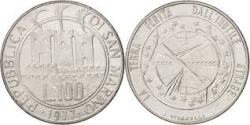 San Marino, 1977, 100 Lire, KM #69, Protection of Nature - The earth wounded by the useless massacre, AUNC Condition.