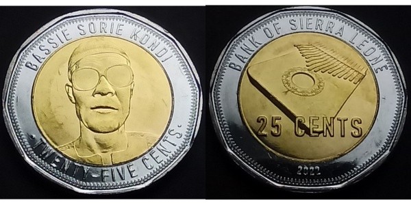 SIERRA LEONE, 25 Cents, 2022, Bimetal, KM# 506, UNC Condition.