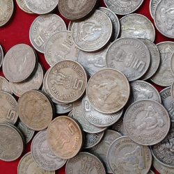 Alternative view of Five Rs Copper Nickel Scare Coin 8th World Tamil Conference Saint Thiruvalluvar 1995 Year Bombay Mint 50 Pcs Given