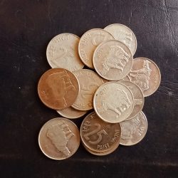 Indian 25 paise Steel Condition as image 50 piece given 450 rs.