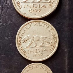 Alternative view of British India George VI 3 coin as image Tiger 🐅 🐯 coin 🪙