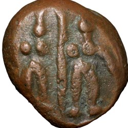 Copper Kasu of Shivaganga Raja's (16th - 17th Cen. AD) with Lord Rama & Sita standing facing