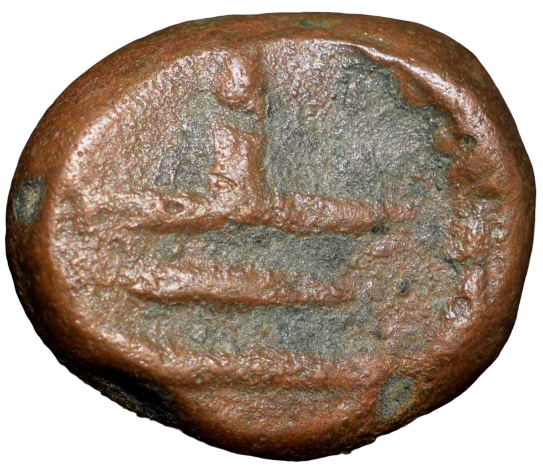 Copper Kasu of Shivaganga Raja's (16th - 17th Cen. AD) with Lord Rama & Sita standing facing - Image 2