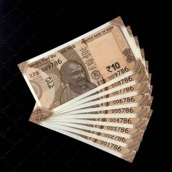 RS 10 India Banknotes SEMI FANCY Number 001786 to 009786 Issue Unique and Rare