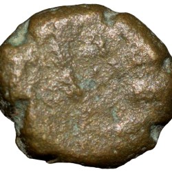 Alternative view of Copper Coin of Polygars of Trichy (17th - 18th Cen. AD) with Vaishnava namam