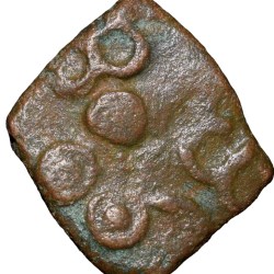 Alternative view of Copper Coin of Satavahan Dynasty (1st Cen. BC) from Vidarbha Region with Elephant/Ujjaini-Nandipad