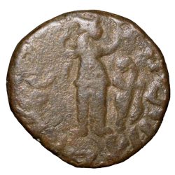 Copper Drachma of Aspavarma (1st Cen. BC) of Indo-Scythian with Pallas Athena standing holding spear