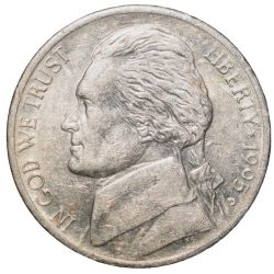 Nickel 5 Cents of USA - Jefferson (AD 1995) Mint mark 'D' Raised