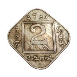 Alternative view of British India Cu/Ni 2 ANNAS Year 1936 King GEORGE -V High Collectable Grade.