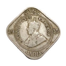 British India Cu/Ni 2 ANNAS Year 1935 King GEORGE -V High Collectable Grade.