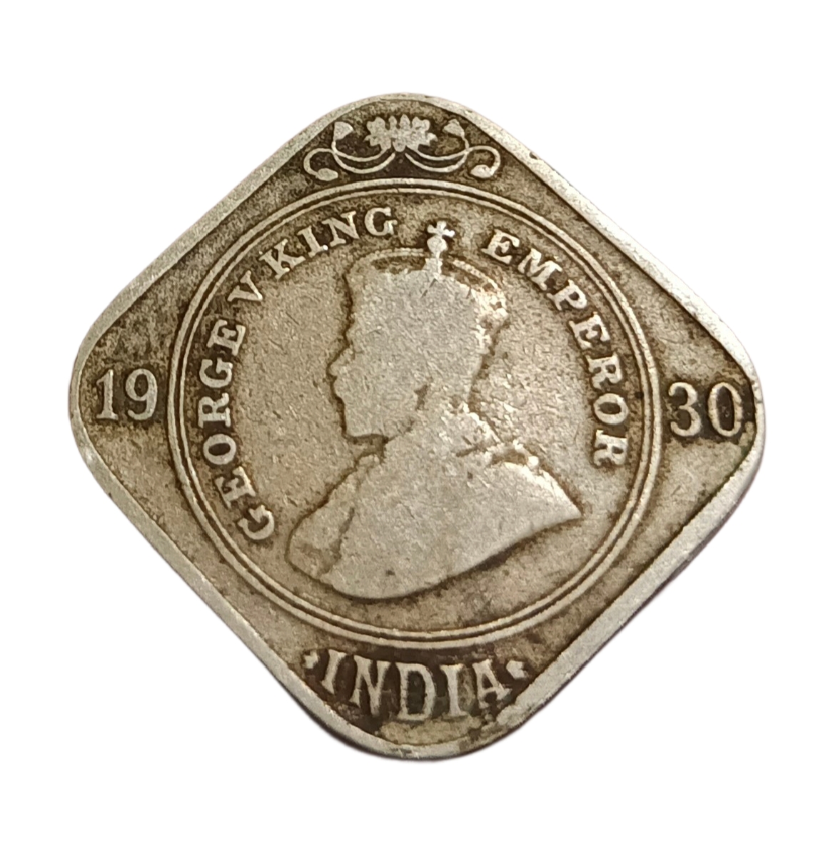 British India Cu/Ni 2 ANNAS Key Date Year 1930 King GEORGE -V **V. SCARE** Collectable Grade.