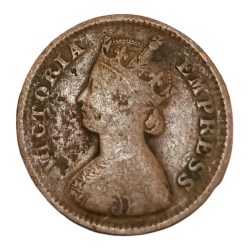 Alternative view of British India 1/2 PICE Year 1899 VICTORIA EMPRESS with GHOSTING Error **SCARE** Collectable Grade.