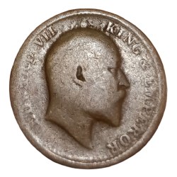 Alternative view of British India ONE QUARTER ANNA King EDWARD-VII with GHOSTING Error **SCARE** Collectable Grade.