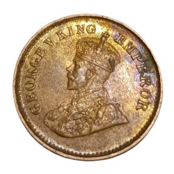 Alternative view of British India Copper 1/2 PICE Year 1935 King GEORGE-V High AUNC-UNC Grade.