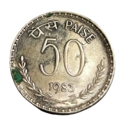 50 Paisa Cu/Ni Year 1983 CALCUTTA Mint **V. SCARE** High Collectable Grade.