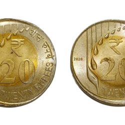 20 Rupees Bi-Metal Year 2020 Kolkata Mint OFF CENTRE Error Set 2 Coins are UNC Grades.