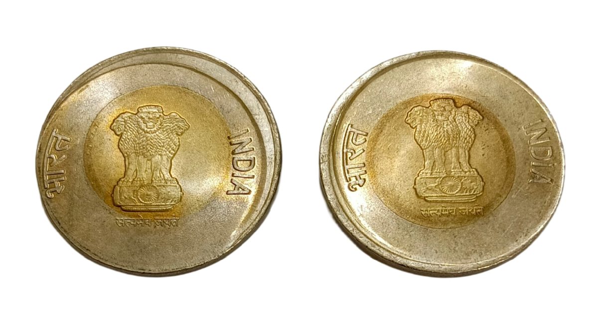 20 Rupees Bi-Metal Year 2020 Kolkata Mint OFF CENTRE Error Set 2 Coins are UNC Grades. - Image 2
