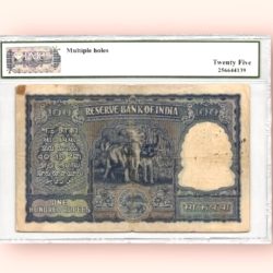 Alternative view of Rs 100 Republic India Banknote Graded 25 signed by B Rama Rau Very Fine Unique and Rare