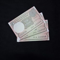 ONE RUPEE THREE NOTES SAME SERIAL NO. DIFFERENT PREFIX