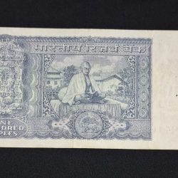 Alternative view of 100 RUPEE NOTE GANGHI ISSUE GOVERNOR L.K. JHA SERIAL NO.694161
