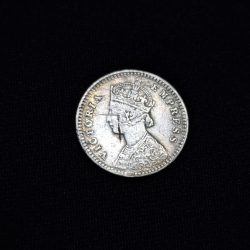 RARE 2 ANNA 1896 VICTORIA QUEEN SILVER COIN