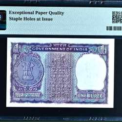 Alternative view of Re 1 India Banknote Graded Commemorative Issue Signed By I G Patel PMG Graded 65 Unique and Rare