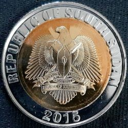 Alternative view of South Sudan, 1 Pound, 2015, KM# 4, Bimetal, UNC Condition.