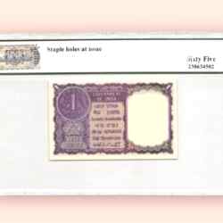 Alternative view of Re 1 REPUBLIC INDIA BANKNOTE GRADED 65 signed by K G Ambegaonkar GEM AUNC Very Unique and Rare