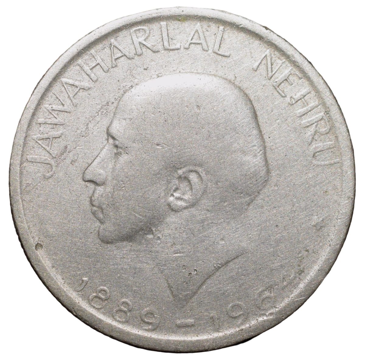 Copper-Nickel 50 Paise of Republic India - Jawaharlal Nehru (AD 1964-1967) of Calcutta Mint - English Legend Type