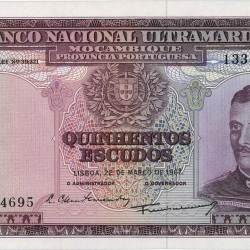 500 Escudos of Mozambique Country (AD 1953-1967) with A portrait of C. Xavier