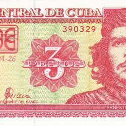 3 Pesos of Cuba Country (AD 2004) with Portrait of Ernesto "Che" Guevara/Che Guevara volunteering on a sugar cane plantation