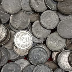 Alternative view of Five Rs Copper Nickel Scare Coin Years 1994,95 ...2003 Mix Mint Including Hyderabad Mint Unc Condition Coins 100 Pcs Given