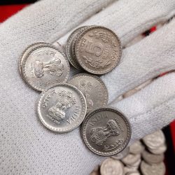 Five Rs Copper Nickel Scare Coin Years 1994,95 ...2003 Mix Mint Including Hyderabad Mint Unc Condition Coins 100 Pcs Given