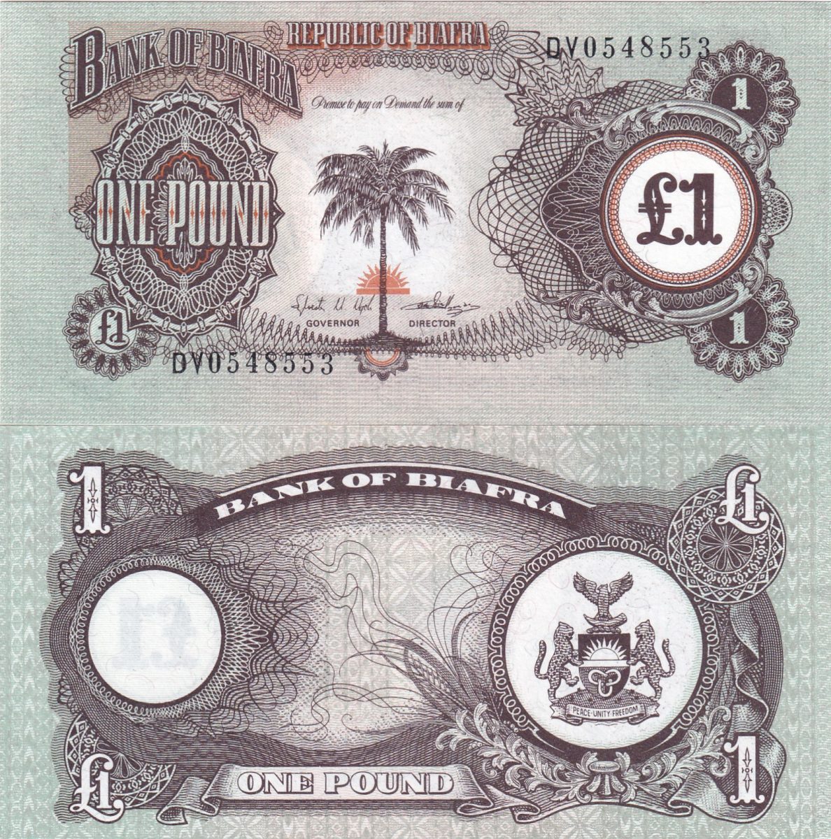 Biafra 1 Pound very rare Country GEM UNC NOTE LOWEST PRICE