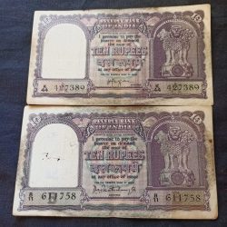 Reserve Bank of India Denomination 10₹ Two different signature Condition as per image