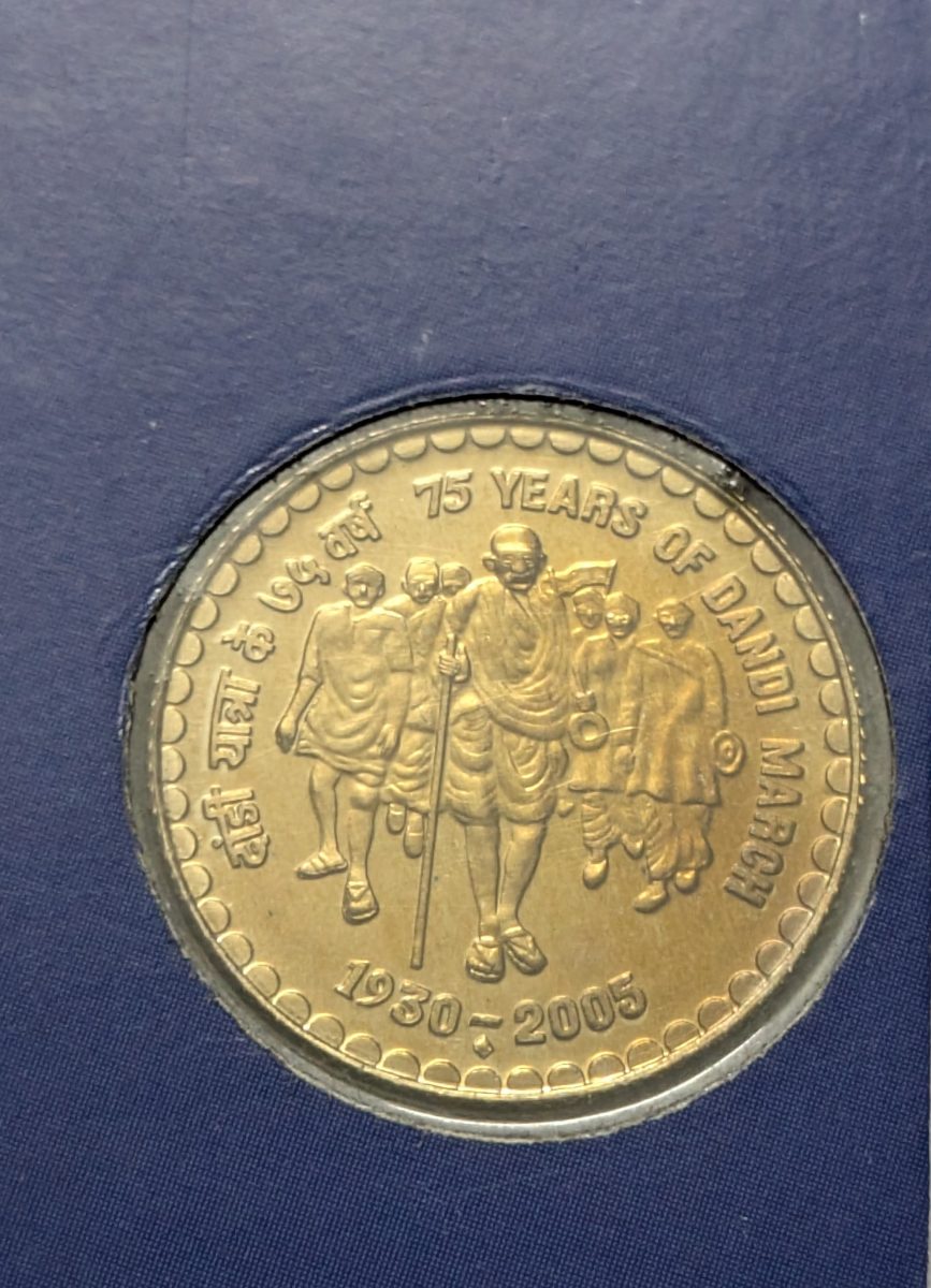 5 Rs 75 Years Of Dandi March Copper Nickel Coin UNC RARE