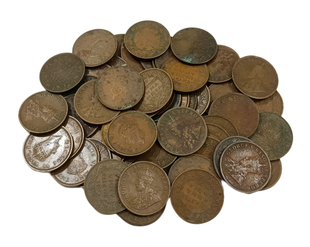 British India ONE QUARTER ANNA King GEORGE-V and King GEORGE-VI Mixed Lot 60 Coins are in Collectable Grades.