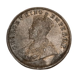 Alternative view of British India ONE QUARTER ANNA Year 1917 King GEORGE-V High AUNC Grade.